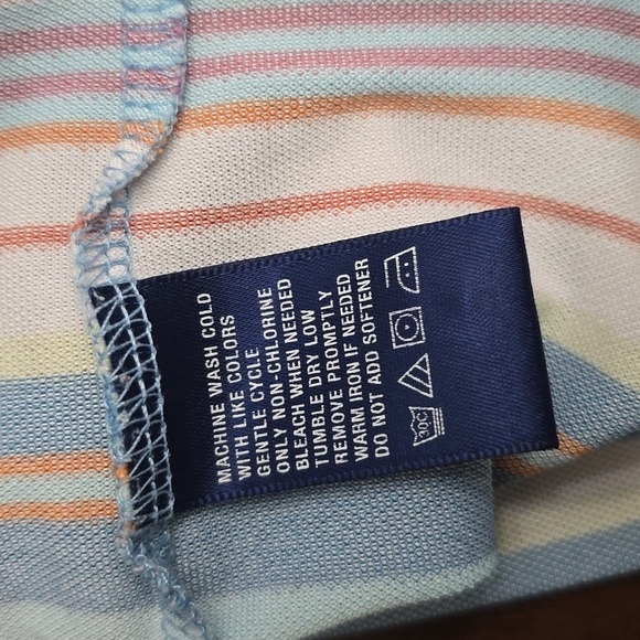 OXFORD Striped Polo Shirt Blue and White - Blue Haven Sz XL - Picture 7 of 9